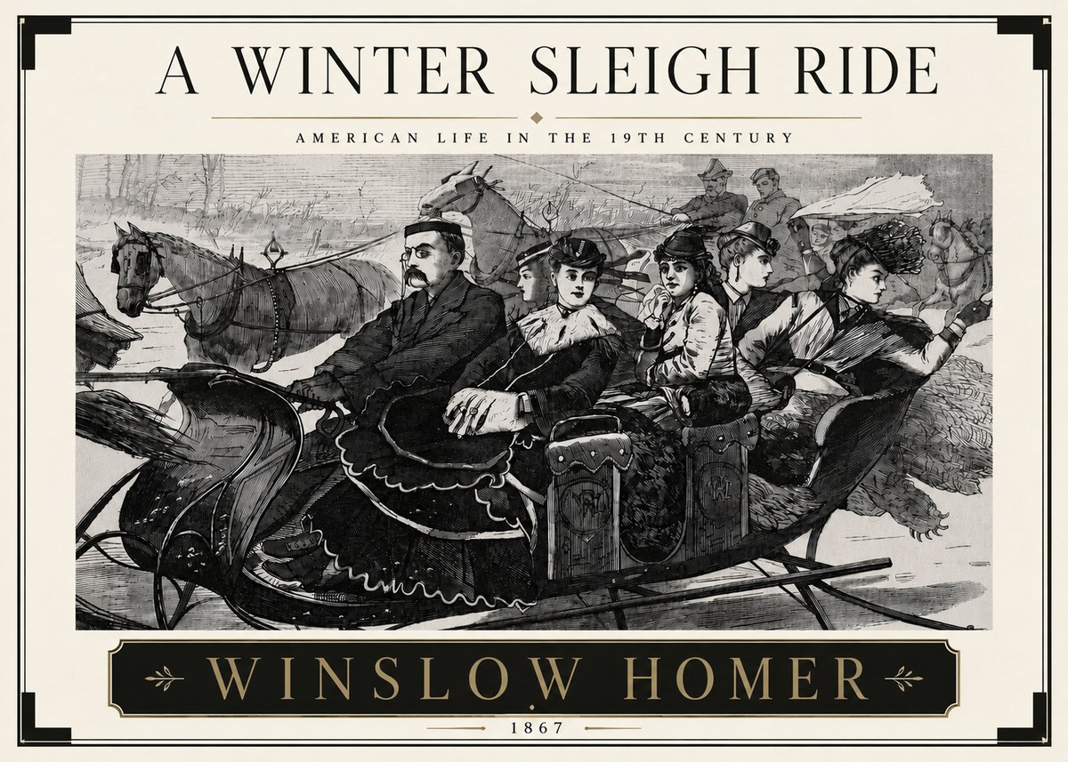 Winslow Homer A Winter Sleigh Ride - American Life in the 19Th Century No5 - Poster