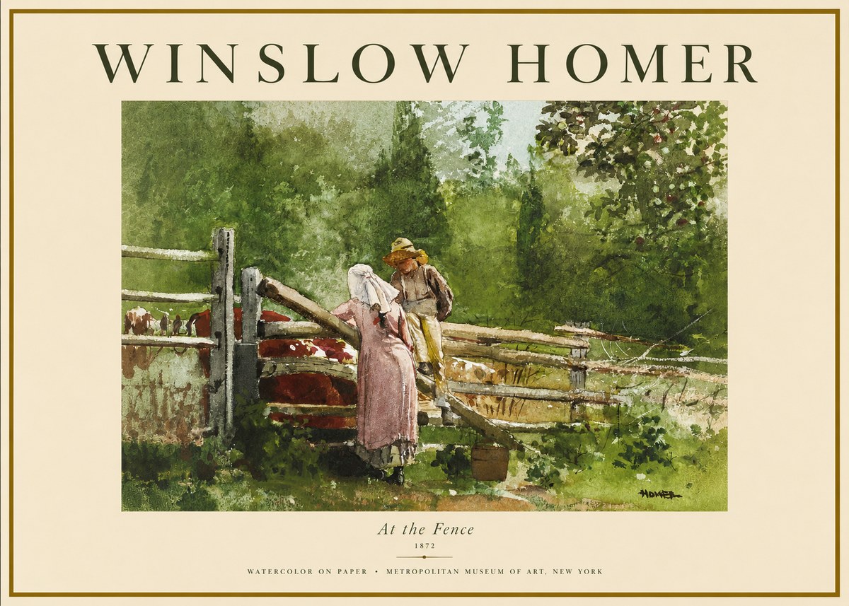 Winslow Homer At the Fence No2 - Poster