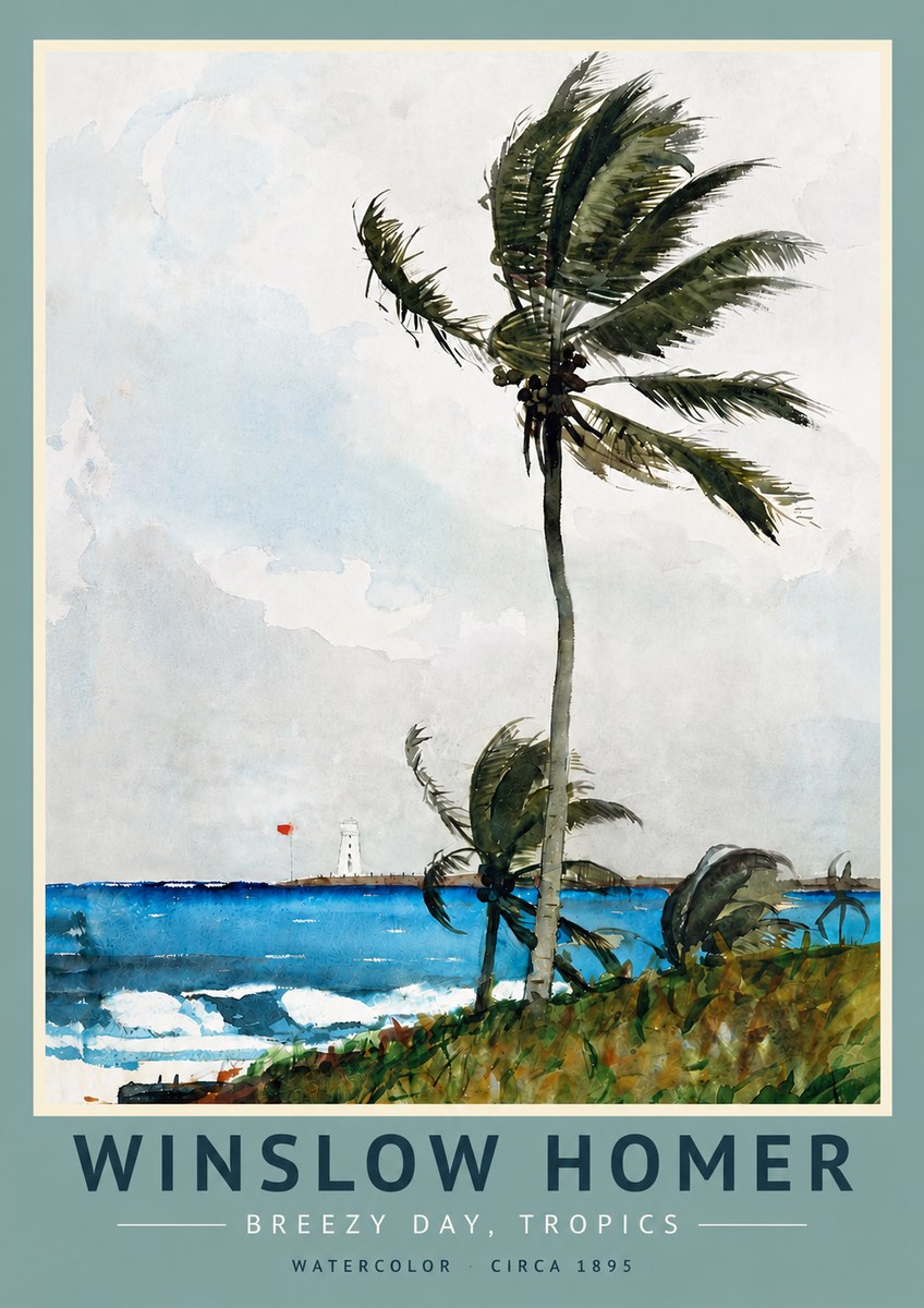 Winslow Homer Breezy Day, Tropics No3 - Poster