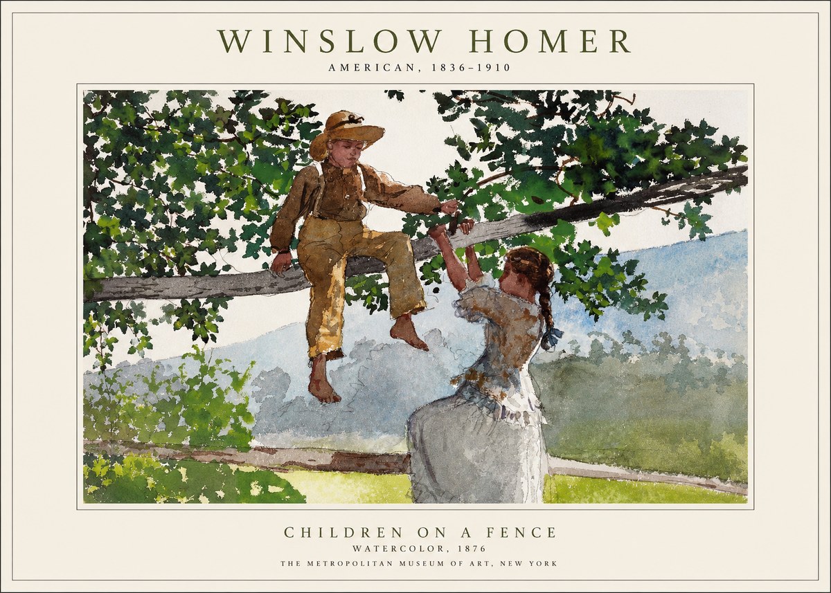 Winslow Homer Children on a Fence No1 - Poster