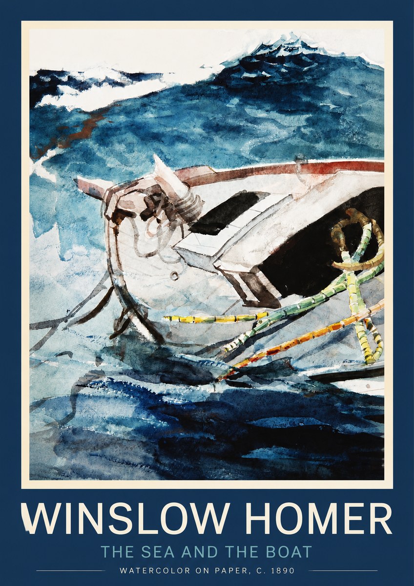 Winslow Homer The Sea and the Boat No2 - Poster