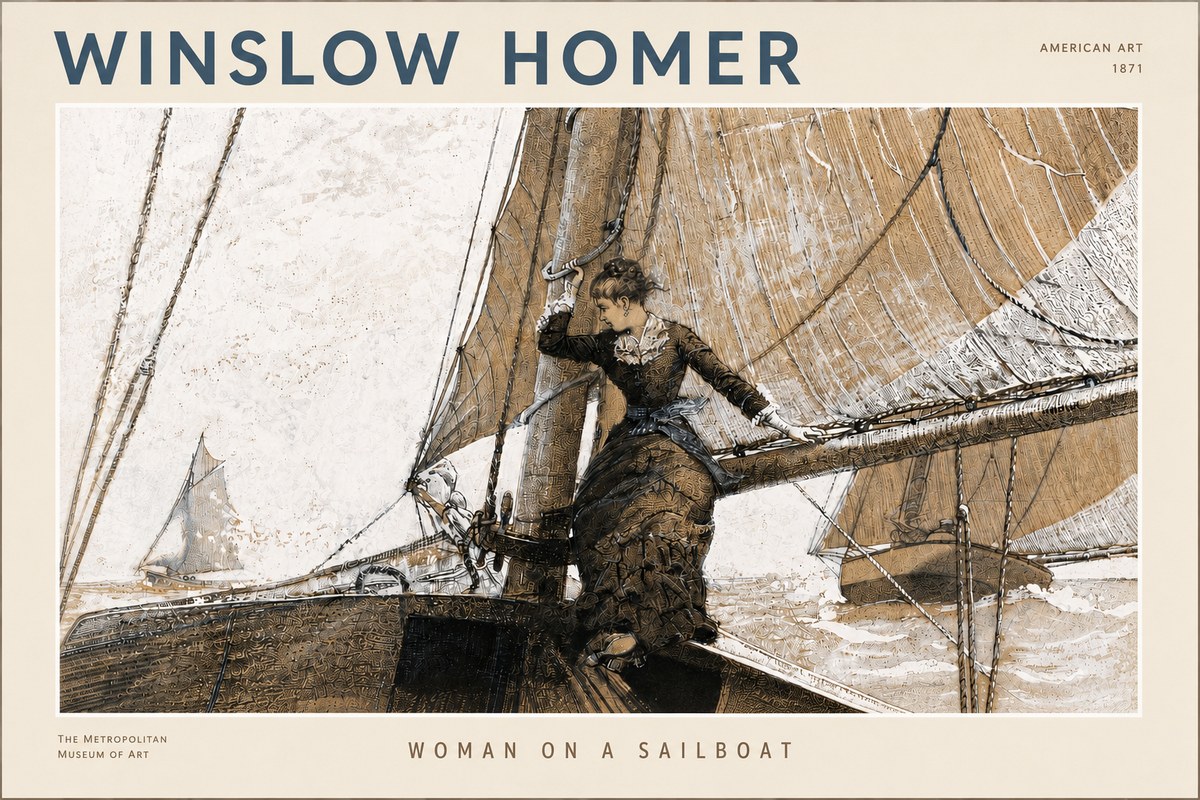 Winslow Homer Woman on a Sailboat No4 - Poster