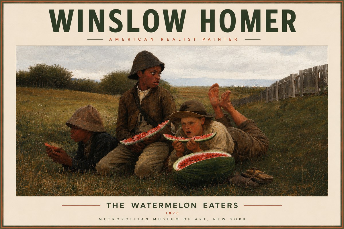 Winslow Homer The Watermelon Eaters No5 - Poster