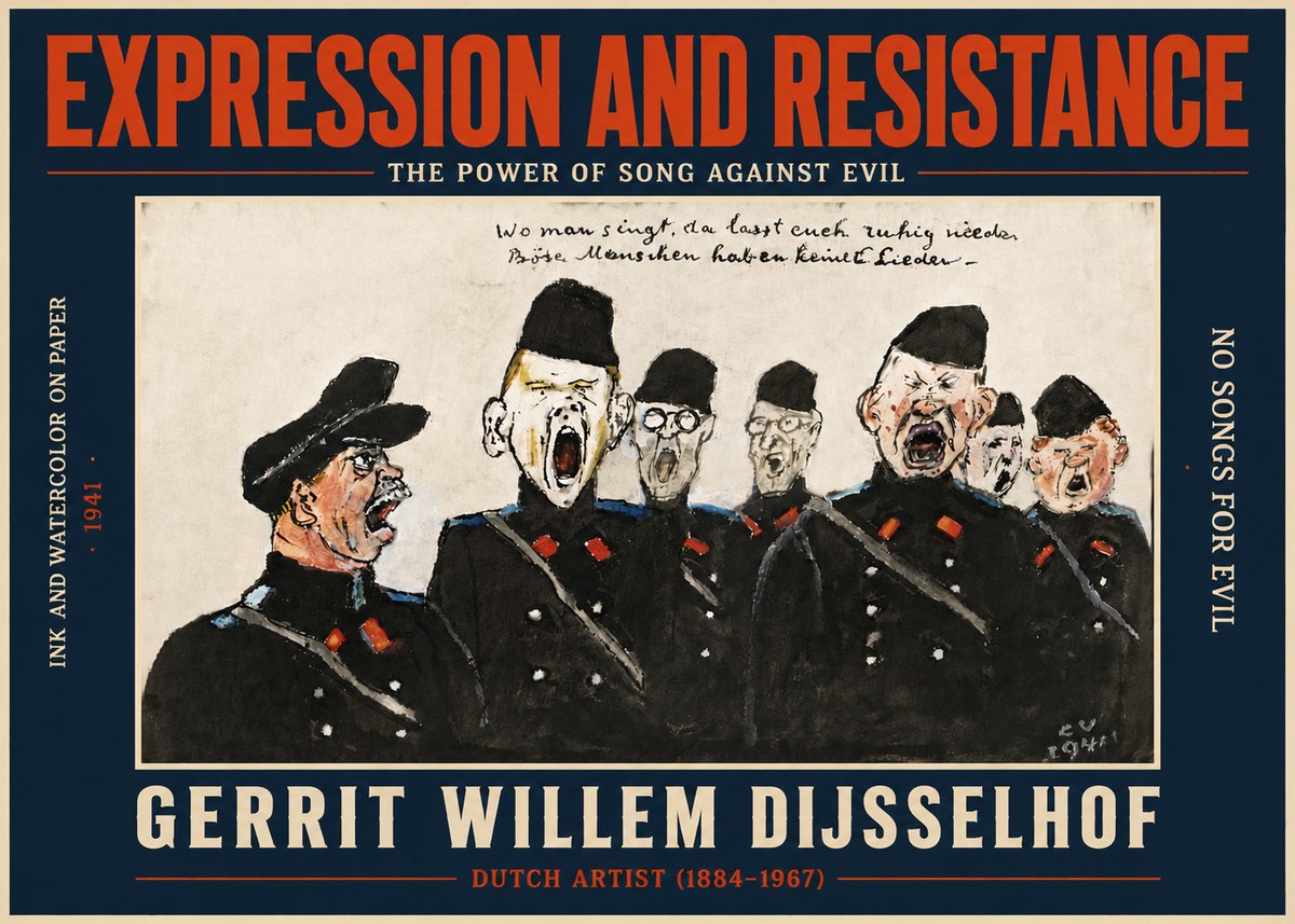 Gerrit Willem Dijsselhof Where Men Sing, There You May Rest in Peace; Evil People Have No Songs. No5 - Poster