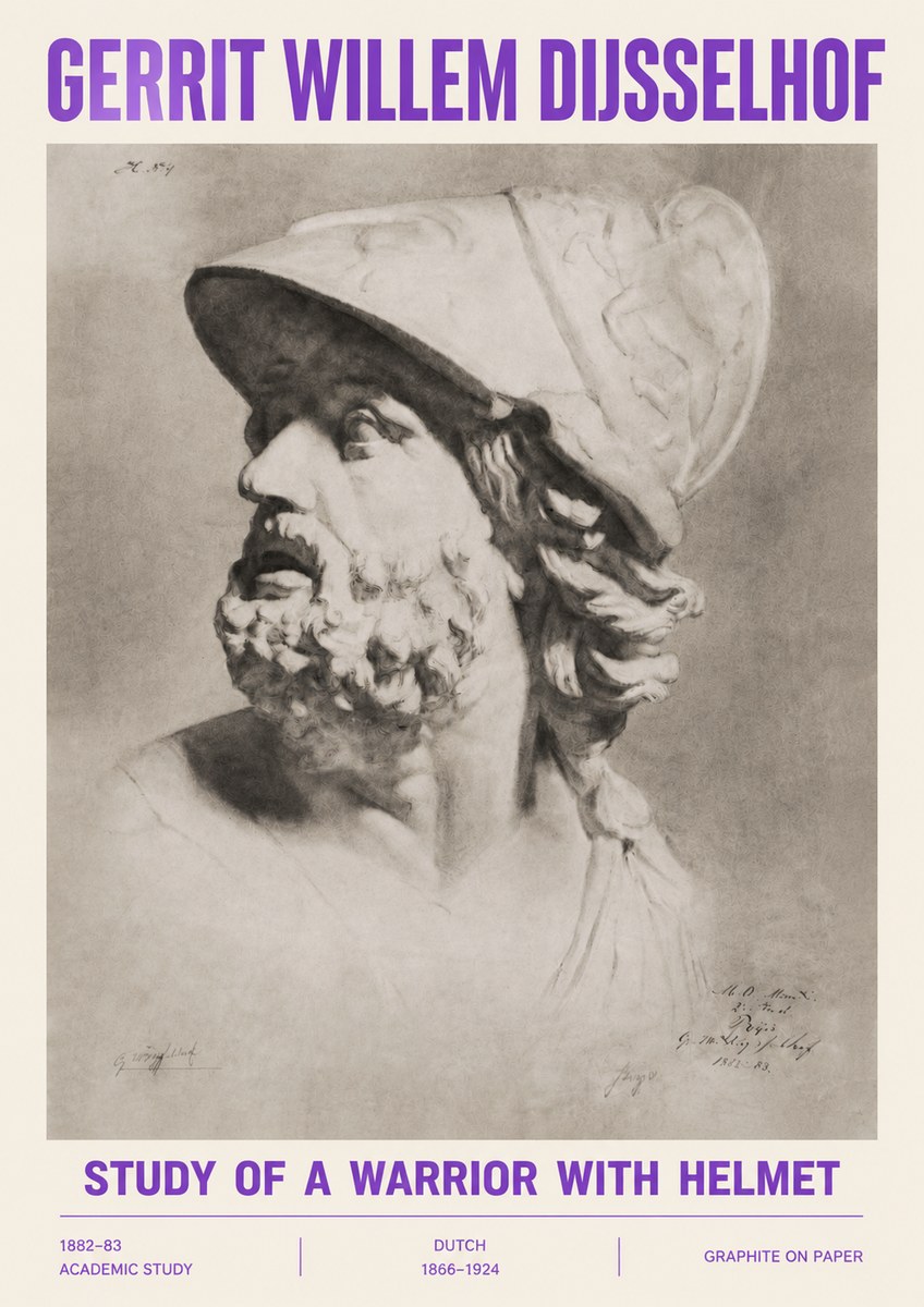 Gerrit Willem Dijsselhof Study of a Warrior with Helmet No4 - Poster