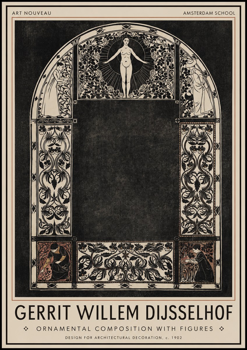 Gerrit Willem Dijsselhof Ornamental Composition with Figures No1 - Poster