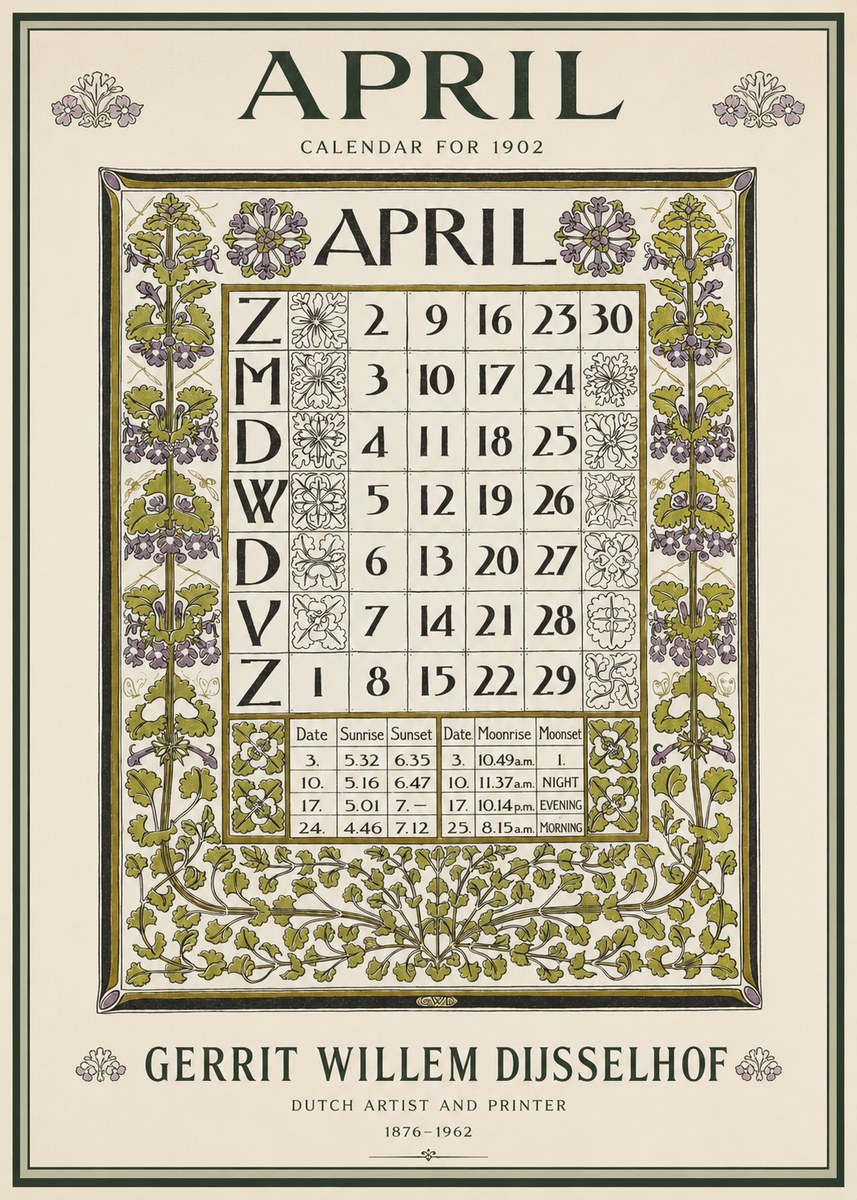 Gerrit Willem Dijsselhof April No3 - Poster