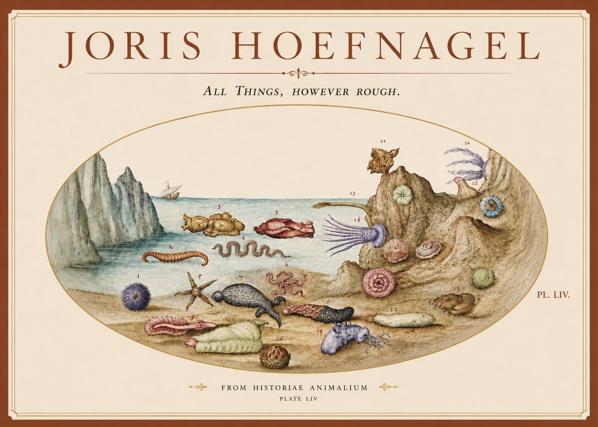 Joris Hoefnagel Totvs Echinvs Asper. Plate Liv No6 - Poster
