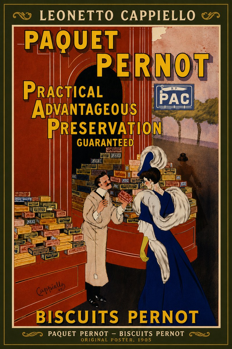 Leonetto Cappiello Paquet Pernot – Biscuits Pernot No6 - Poster