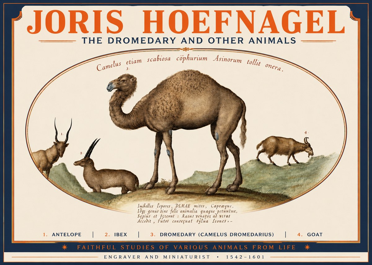 Joris Hoefnagel The Dromedary and Other Animals from Studies of Nature No4 - Poster