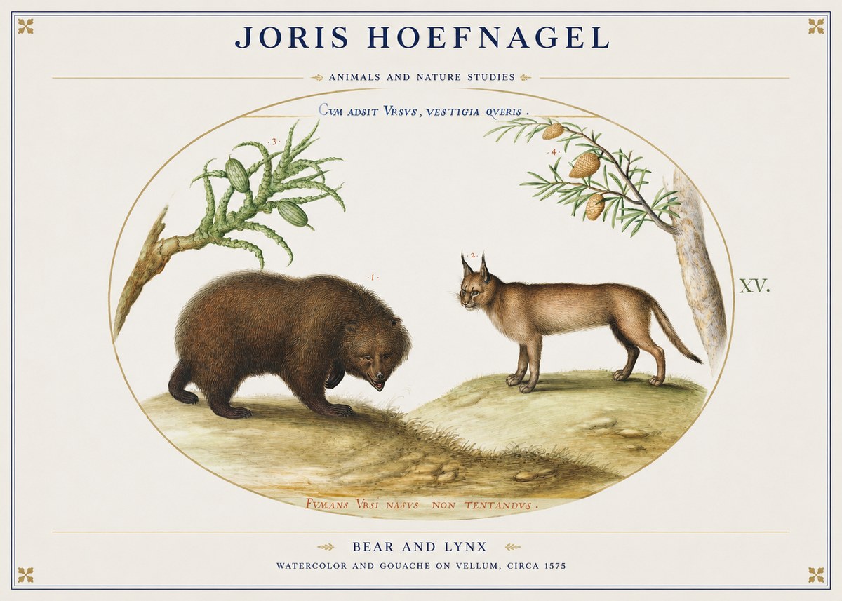 Joris Hoefnagel Bear and Lynx No1 - Poster