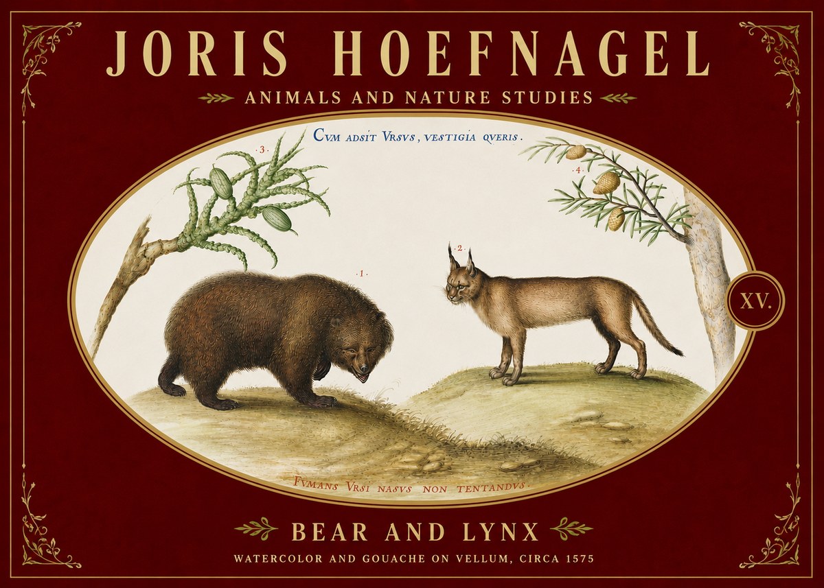 Joris Hoefnagel Bear and Lynx No5 - Poster