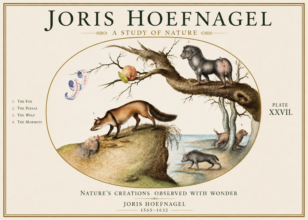 Joris Hoefnagel A Study of Nature - Plate Xxvii No3 - Poster