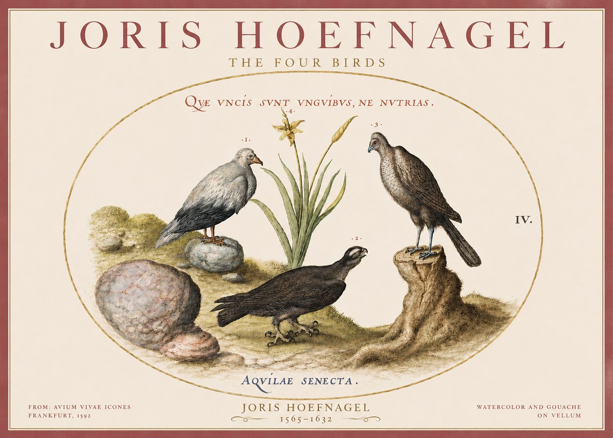 Joris Hoefnagel The Four Birds No3 - Poster