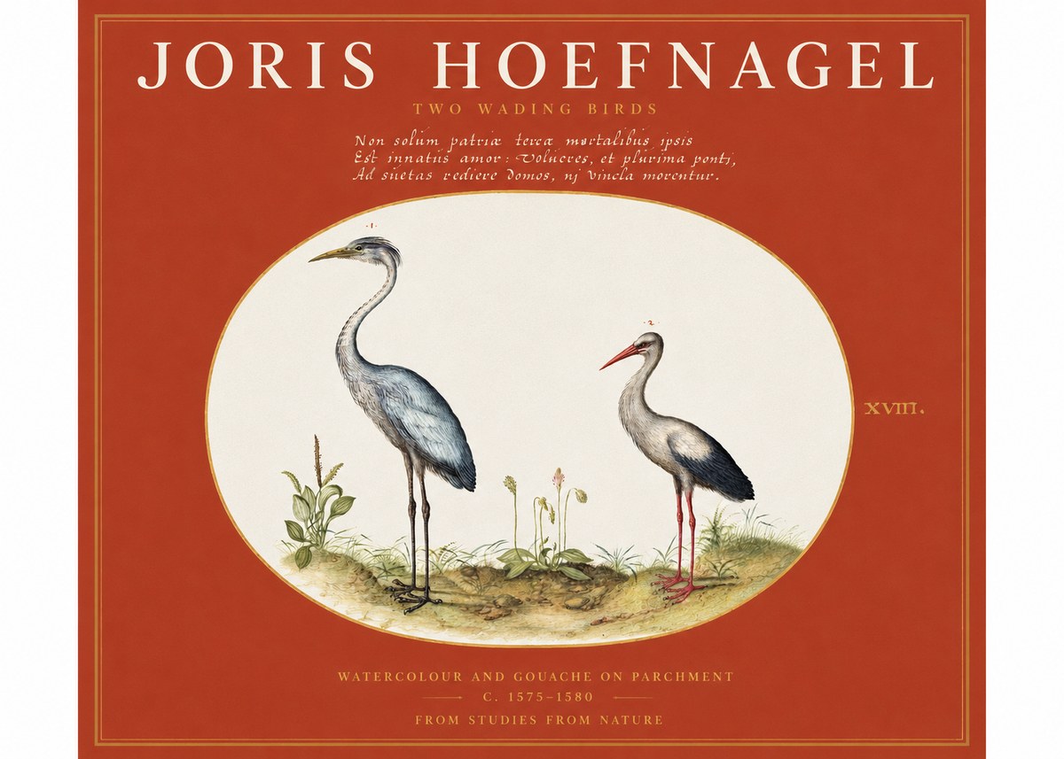 Joris Hoefnagel Study of Two Cranes No3 - Poster