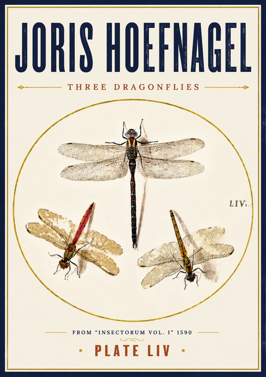 Joris Hoefnagel Three Dragonflies No6 - Poster