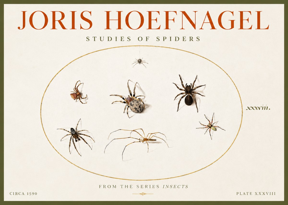 Joris Hoefnagel Studies of Spiders I No4 - Poster