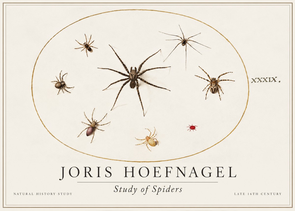 Joris Hoefnagel Studies of Spiders II No2 - Poster