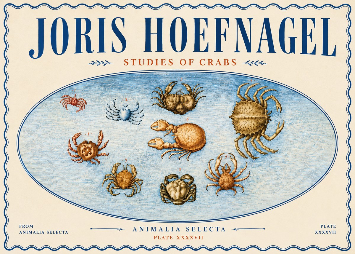 Joris Hoefnagel Studies of Crabs No6 - Poster