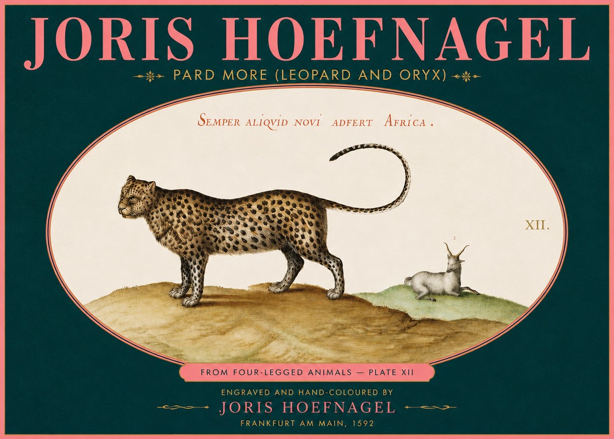 Joris Hoefnagel Pard More (Leopard and Oryx) No5 - Poster