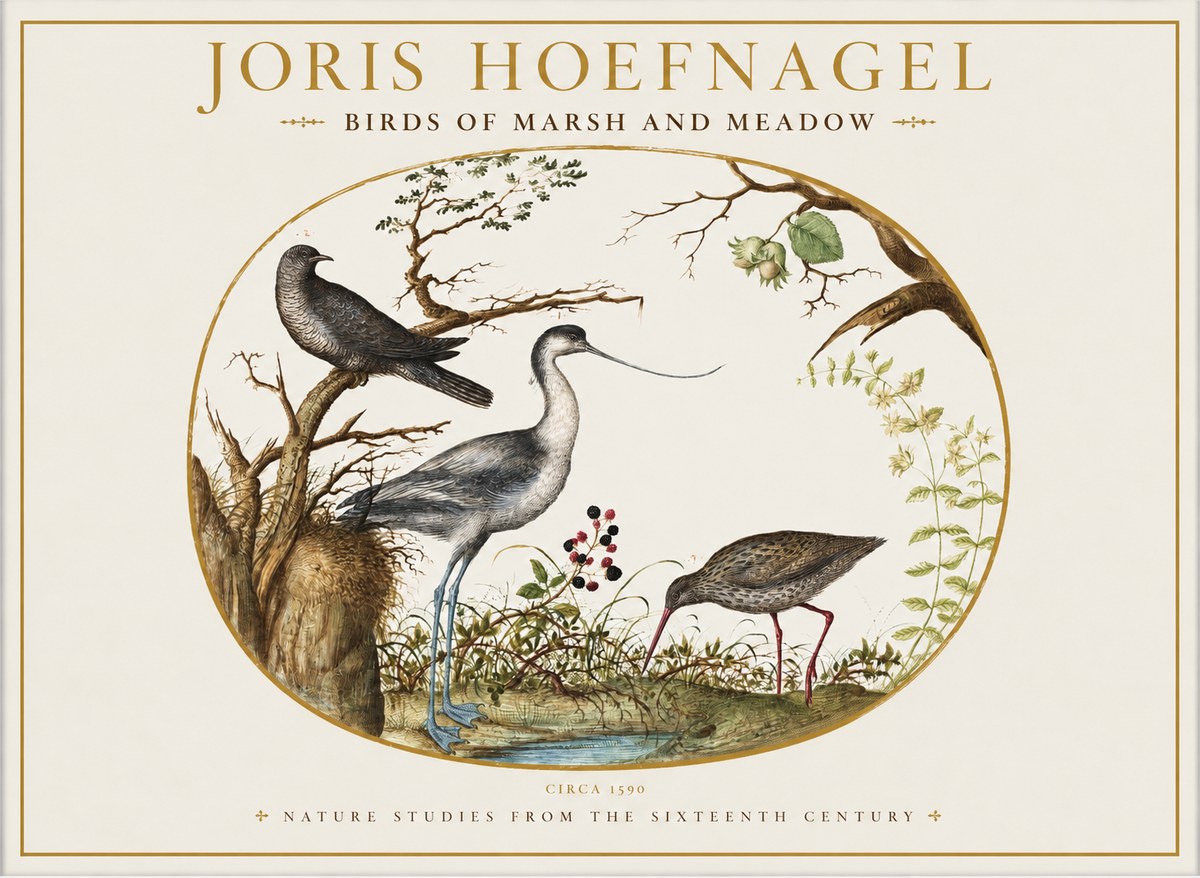 Joris Hoefnagel Birds of Marsh and Meadow No1 - Poster