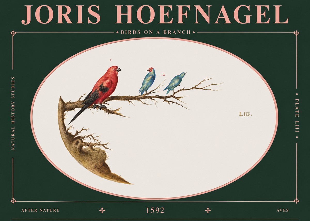 Joris Hoefnagel Birds on a Branch No6 - Poster