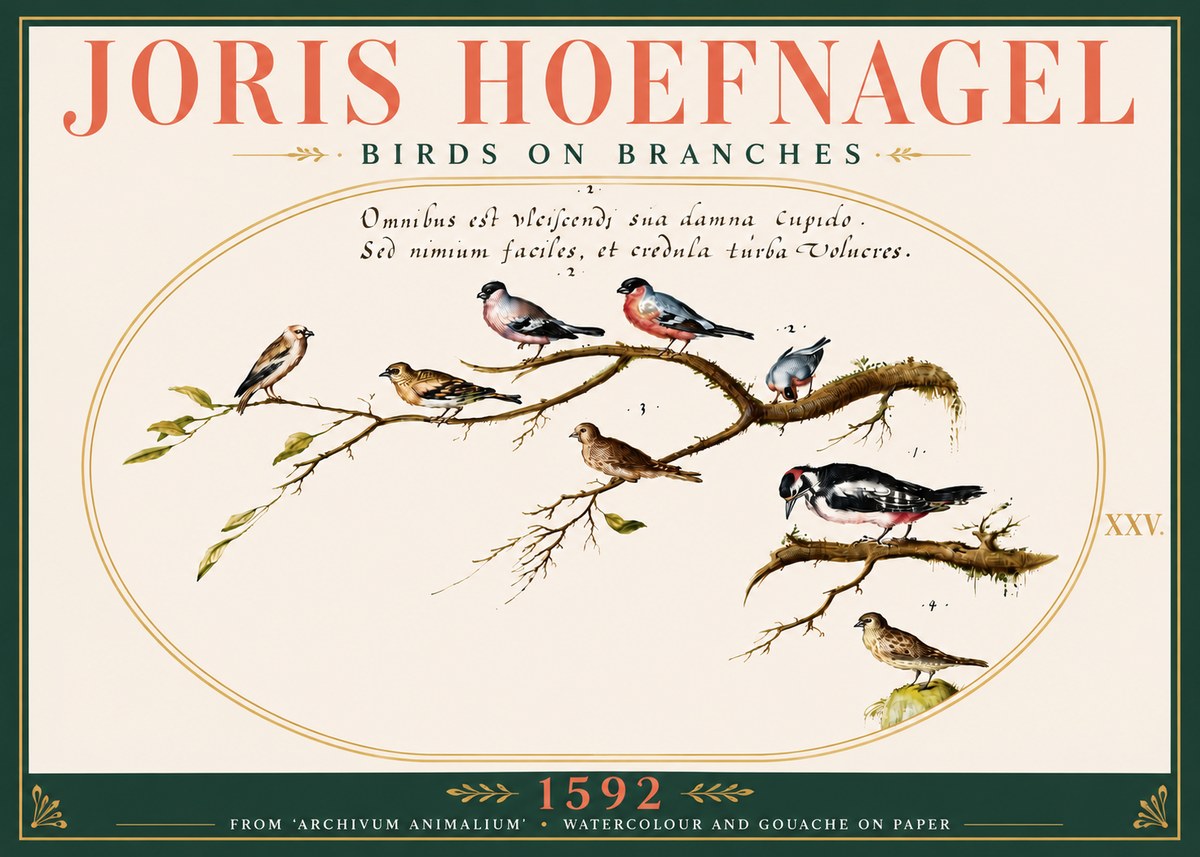 Joris Hoefnagel Birds on Branches No6 - Poster