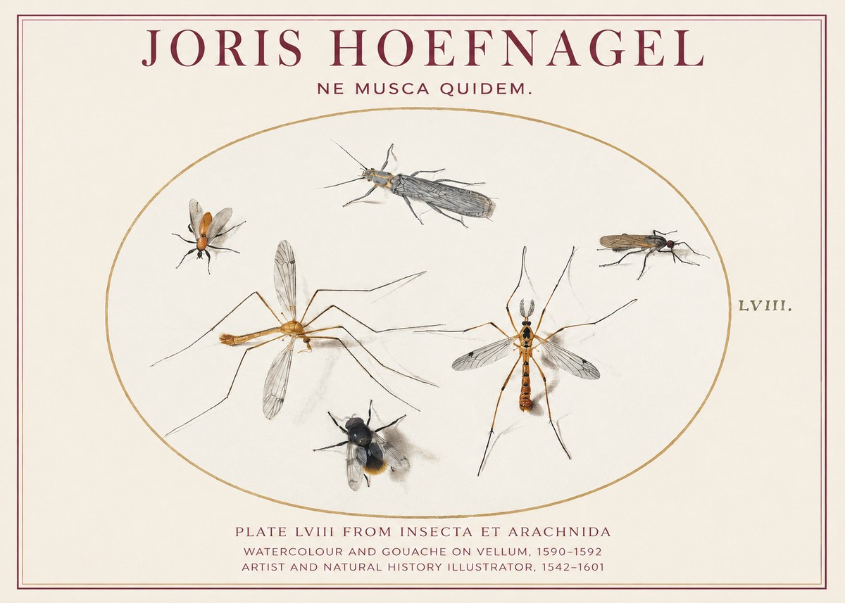 Joris Hoefnagel Plate Lviii from Insecta Et Arachnida No1 - Poster