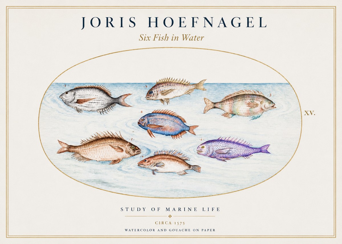 Joris Hoefnagel Six Fish in Water No1 - Poster