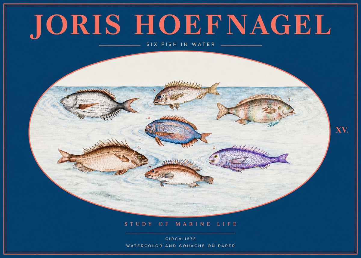 Joris Hoefnagel Six Fish in Water No2 - Poster