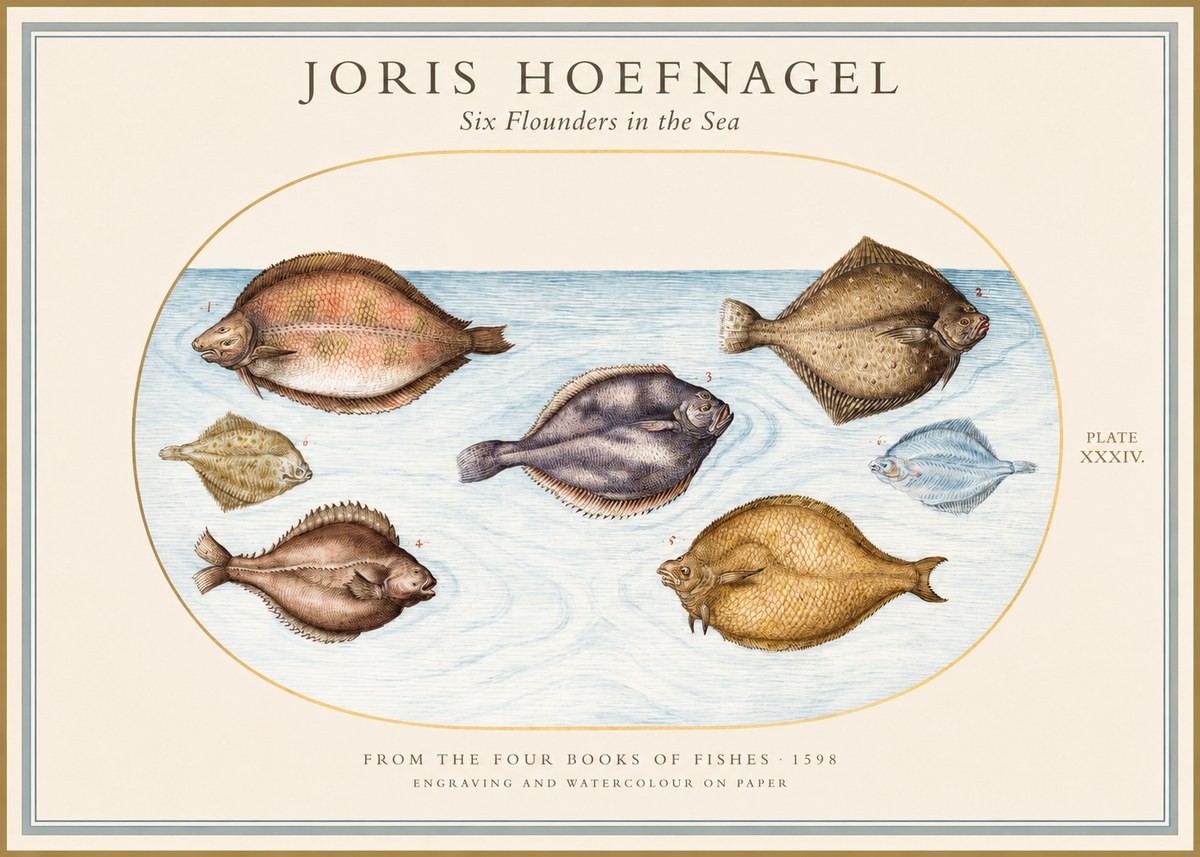 Joris Hoefnagel Six Flounders in the Sea No1 - Poster