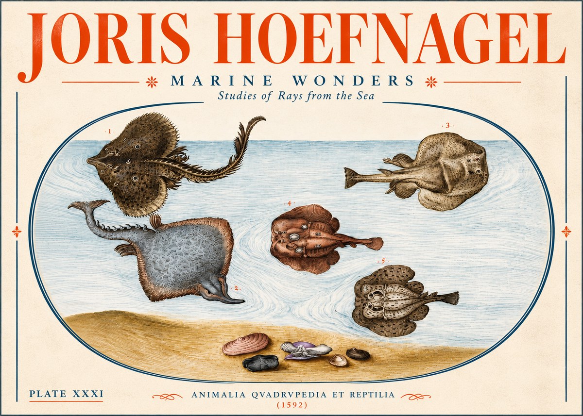 Joris Hoefnagel Studies of Rays and Shells No6 - Poster