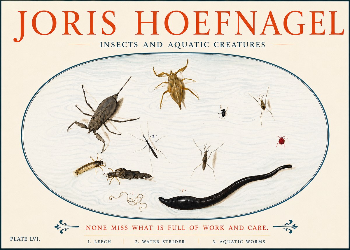 Joris Hoefnagel Insects and Aquatic Creatures No5 - Poster