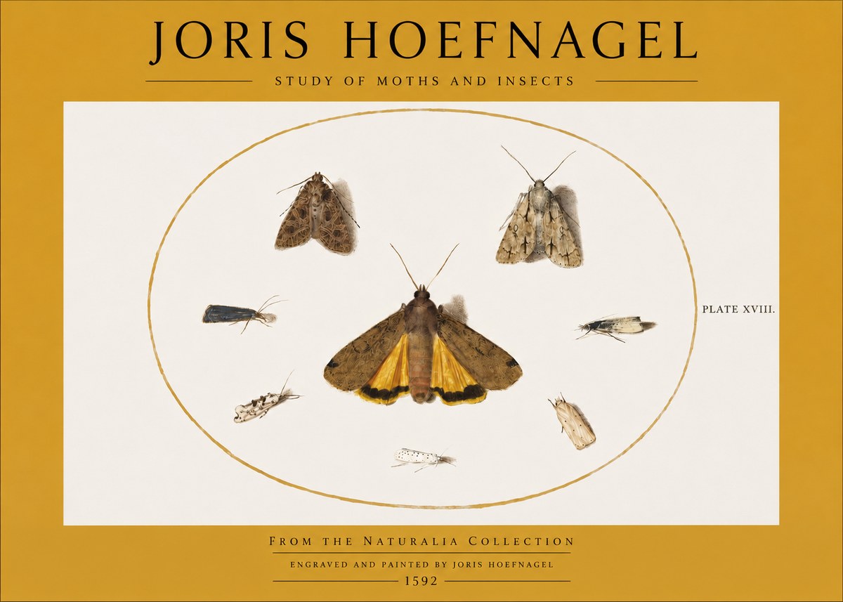 Joris Hoefnagel Study of Moths and Insects No2 - Poster