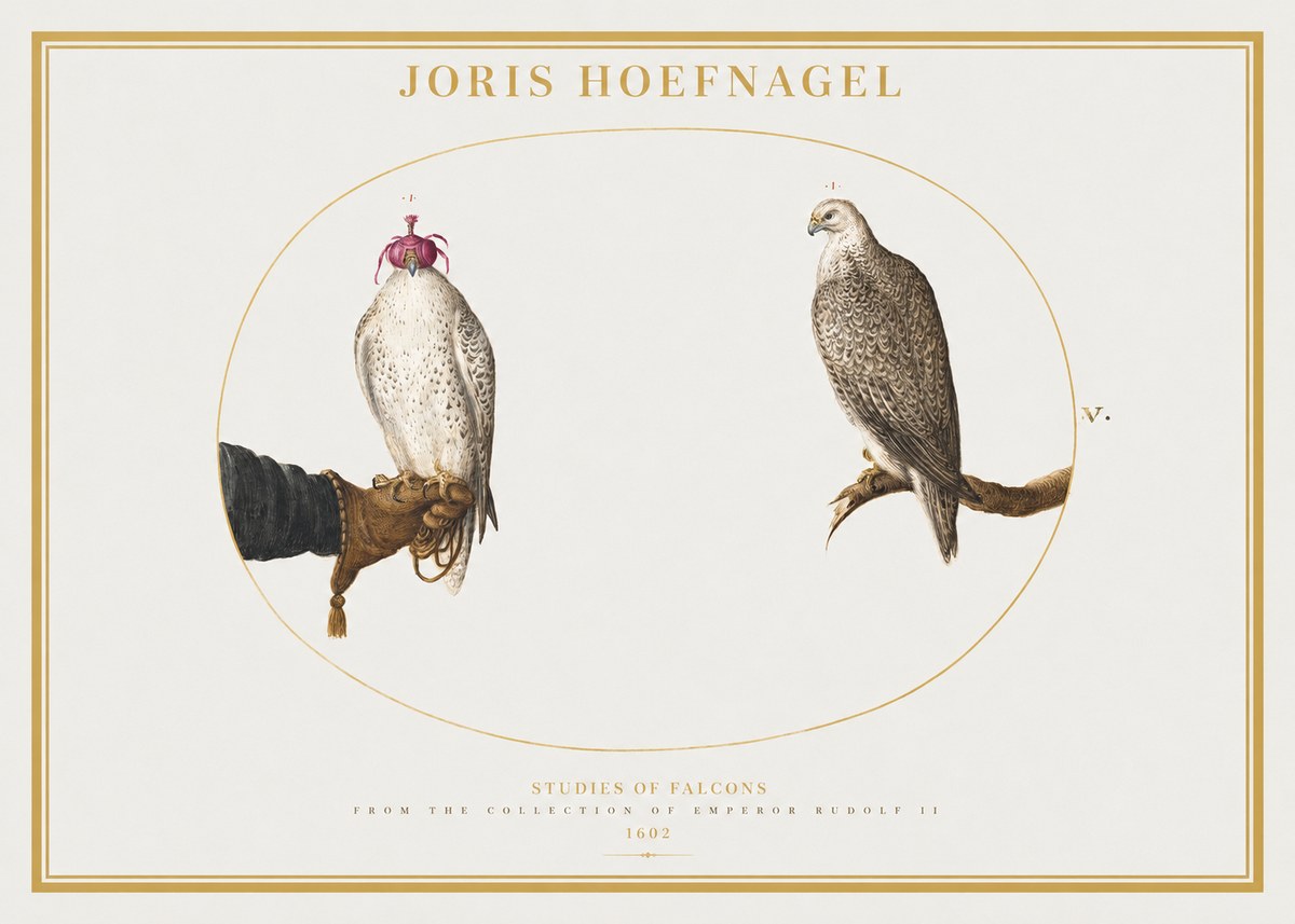 Joris Hoefnagel Studies of Falcons No2 - Poster