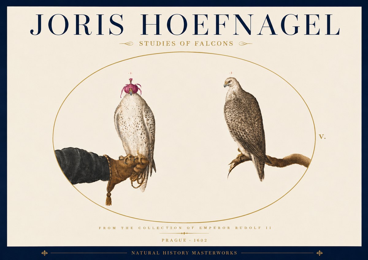 Joris Hoefnagel Studies of Falcons No5 - Poster