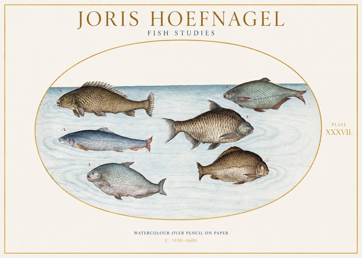 Joris Hoefnagel Six Freshwater Fish No2 - Poster