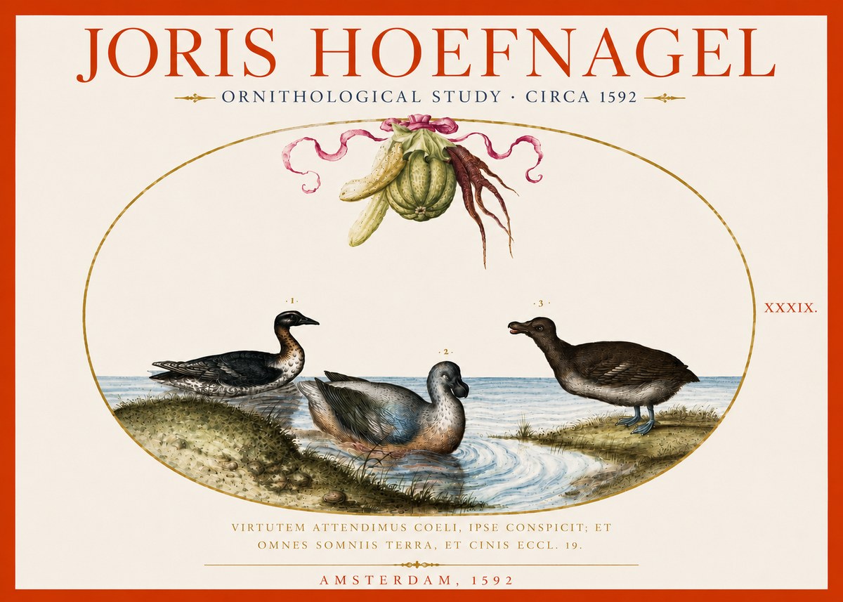 Joris Hoefnagel Ornithological Study No5 - Poster