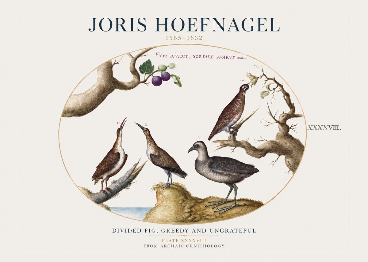 Joris Hoefnagel Birds from the Four Parts of the World No2 - Poster