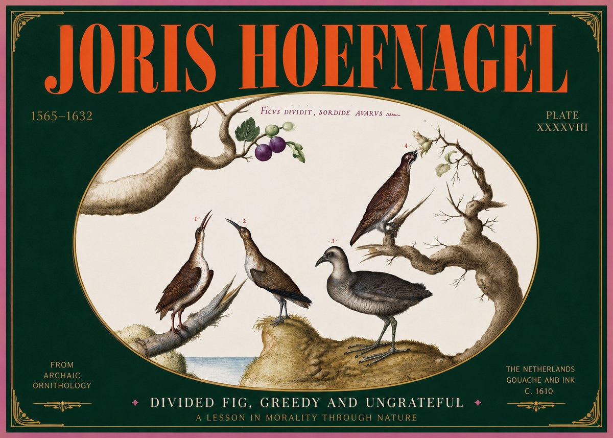 Joris Hoefnagel Birds from the Four Parts of the World No5 - Poster