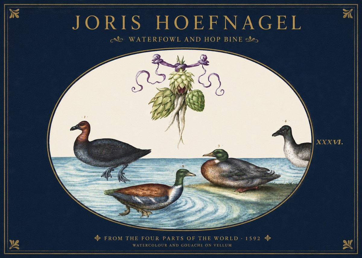 Joris Hoefnagel Waterfowl and Hop Bine No2 - Poster