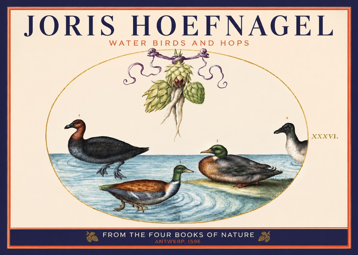 Joris Hoefnagel Waterfowl and Hop Bine No6 - Poster