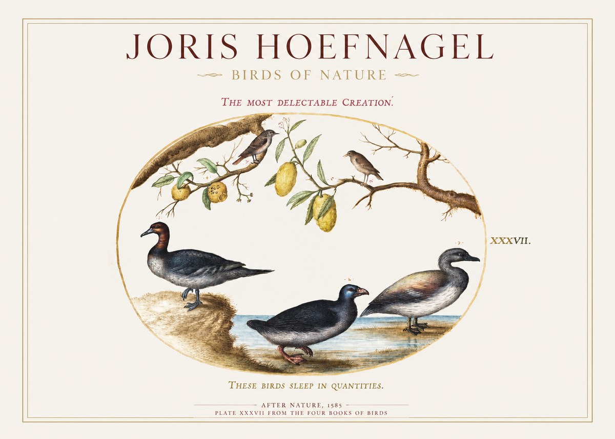 Joris Hoefnagel Plate Xxxvii from the Four Books of Birds No1 - Poster