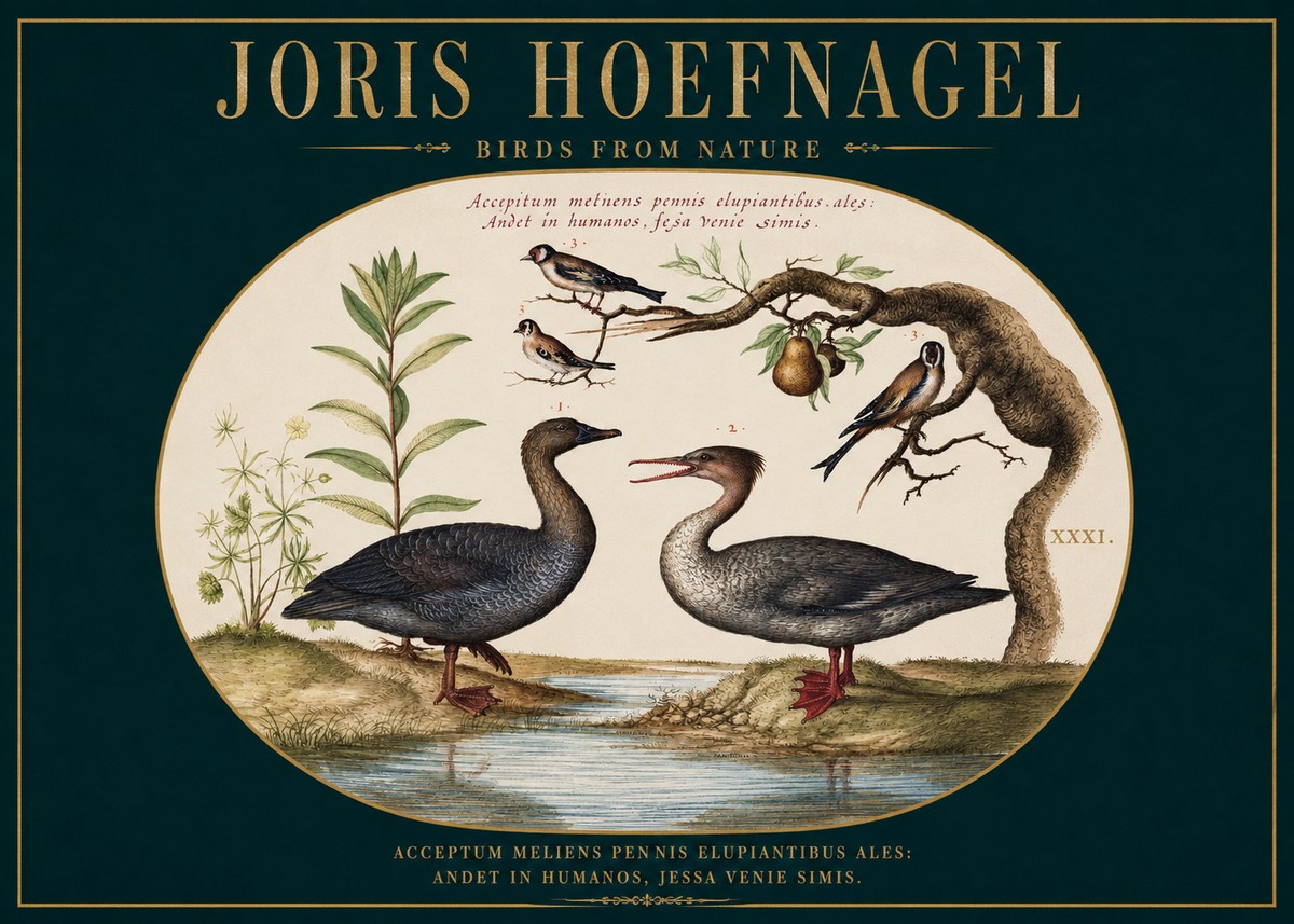 Joris Hoefnagel Acceptiem Meliens Pennis Fupidantibus Ales No3 - Poster