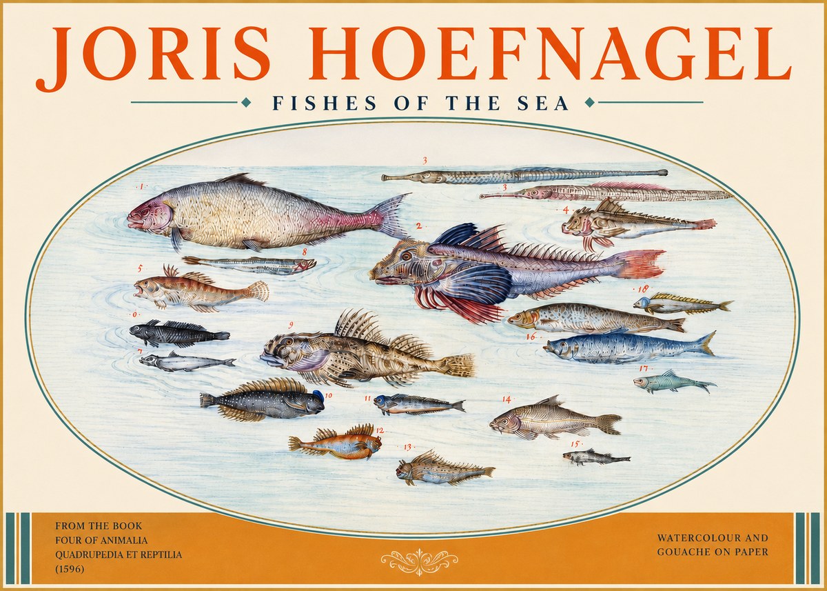 Joris Hoefnagel Fishes of the Sea III No3 - Poster