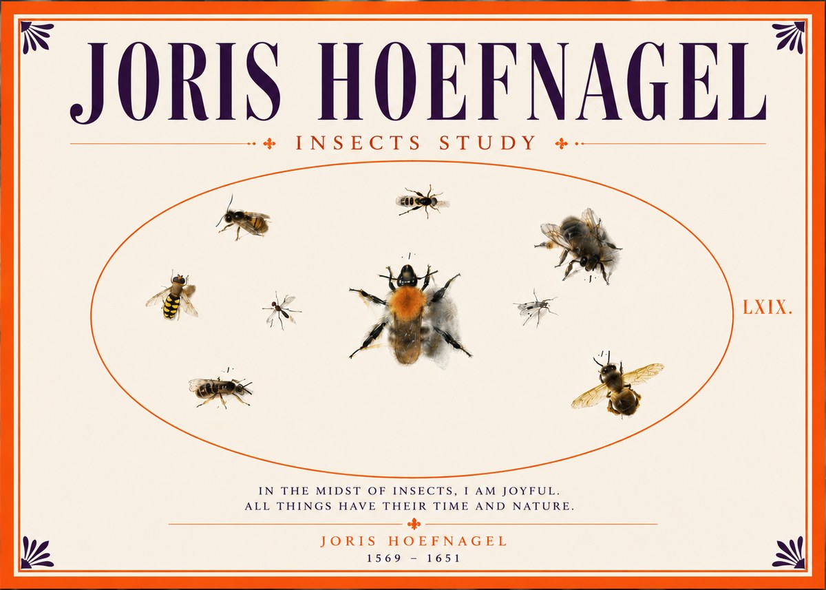 Joris Hoefnagel Insects Study II No5 - Poster