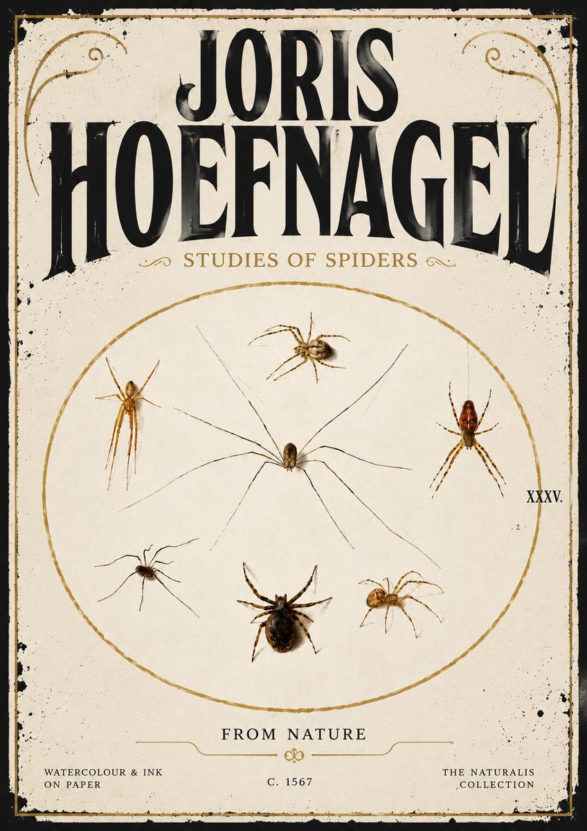 Joris Hoefnagel Studies of Spiders from Nature No5 - Poster