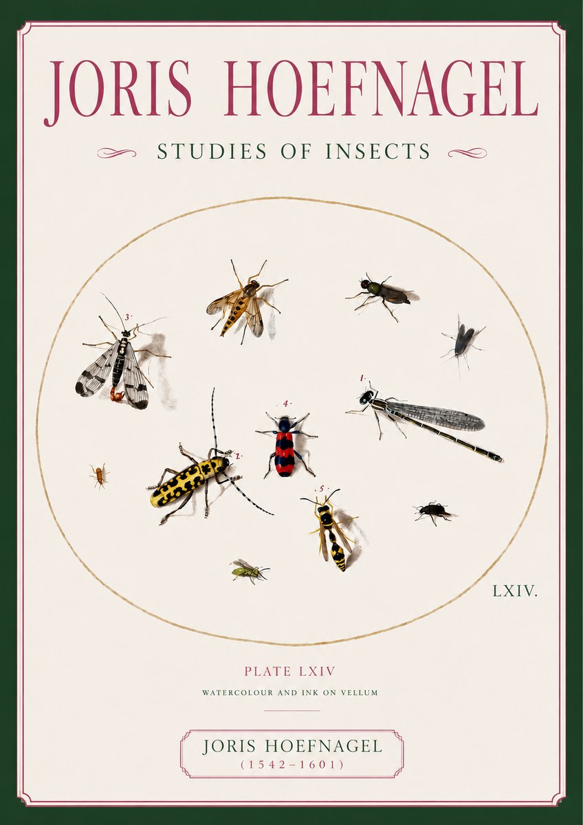 Joris Hoefnagel Studies of Insects - Plate Lxiv No6 - Poster