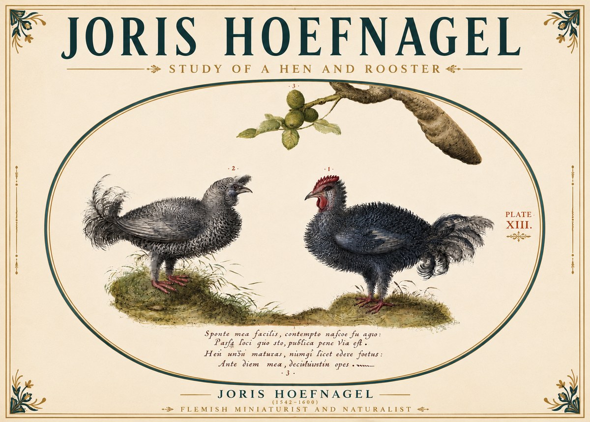 Joris Hoefnagel Study of a Hen and Rooster No6 - Poster