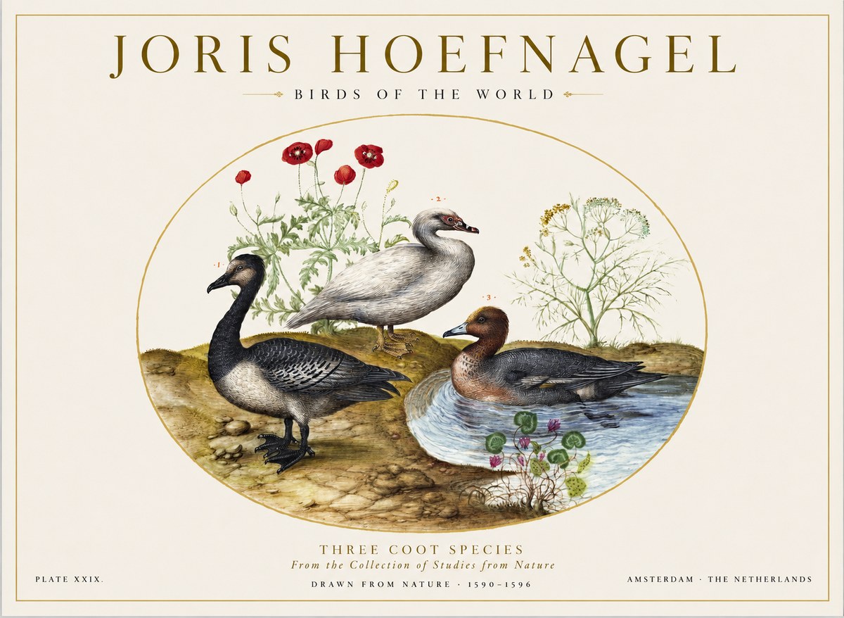 Joris Hoefnagel Three Coot Species No1 - Poster